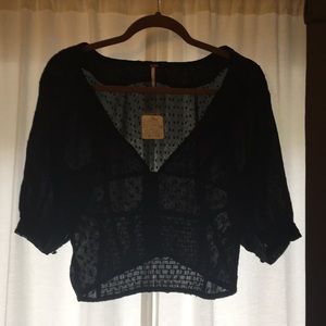 Free people black fitted blouse size medium